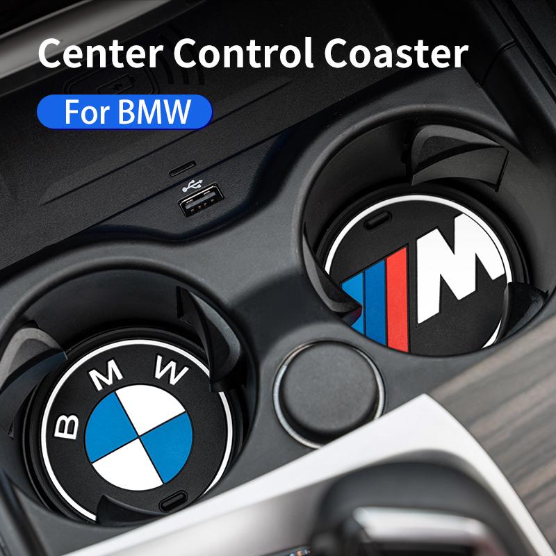 LHNJF1 Car Sticker 2PCS Car Coasters For BMW 5 Series G30 F10 G32 G20 G05 G01 G02 F20 F30 Silicone Cup Holder Coaster Center Console Ac