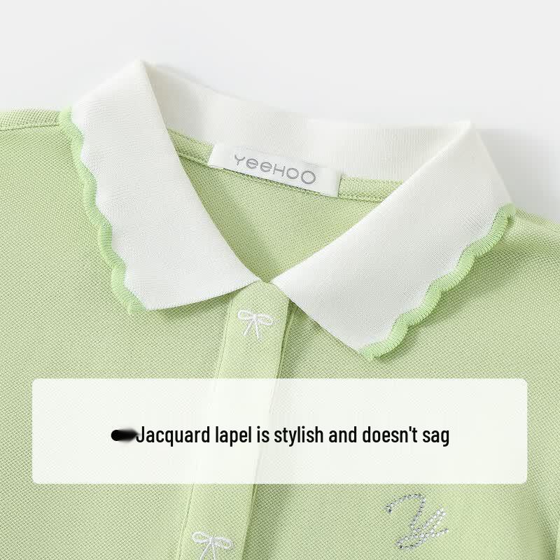 YEEHOO Girls' Antibacterial Short-Sleeve Polo T-Shirt