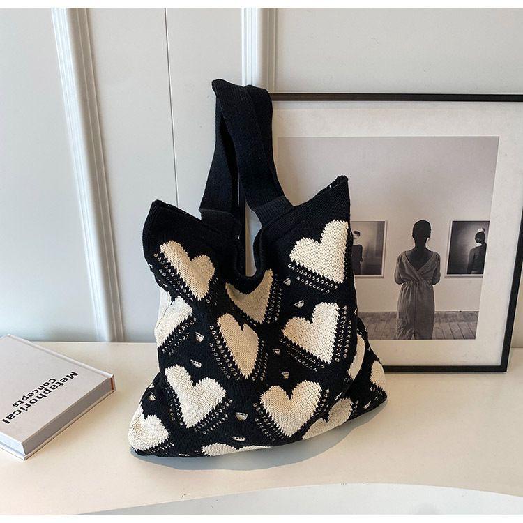 Handmade Woven Heart Tote Bag - Large Capacity Casual Beach Shoulder Bag