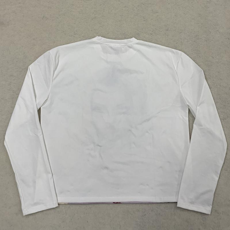 Top casual callejero de estilo y2k europeo y americano con estampado floral de letras, cuello redondo holgado