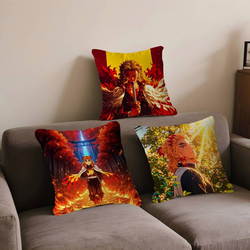 Characters Kyoujurous Rengoku Pillowcase Toon Gift Cushion Cover Bedroom Home Sofa Chair Seat Decor Pillow Case