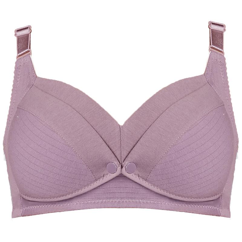 Intimo da allattamento in puro cotone arricciato anti-cedimento Abbigliamento post-parto per l'allattamento Reggiseno da maternità sottile a taglia grande con apertura frontale per primavera ed estate