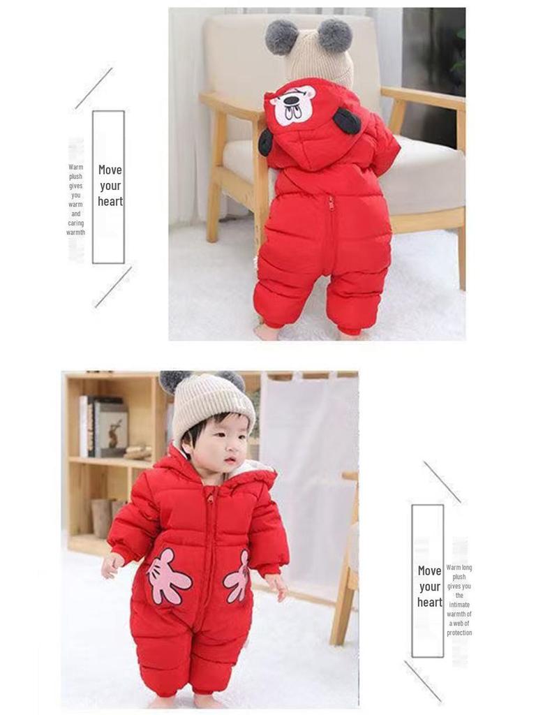 Baby Winter Kap met Cartoon en Dons Katoen Eendelig Rompertje