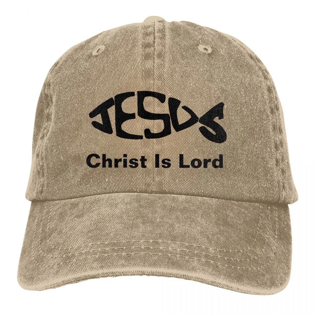 Baseball Cap Jesus Fish Christ Is Lord Outfit Men Women Casual Distressed Denim Fishing Lover Headwear Gift