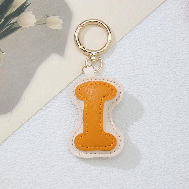 PU-Leder Bonbonfarbe A bis Z Initialen Schlüsselanhänger für Damen Einfach Mode Rucksack Telefonanhänger Autoschlüsselanhänger Schmuck Geschenke