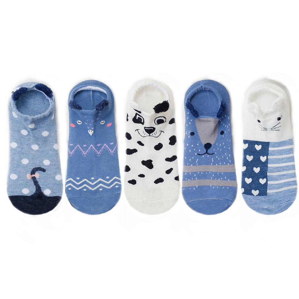 5 pairs women cotton socks stereoscopic Cute Animal Female Kawaii Cat With Dog Summer Short Socks Women Casual Soft Funny Socks