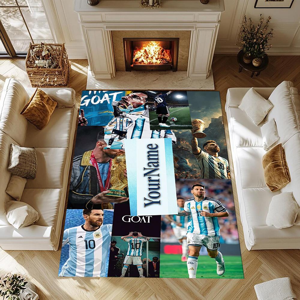 Messi 397 Customizable Name Floor Rug Office Rug Perfect for Game Room Study room Dormitory Decorate room Antislip Carpet Office home decor