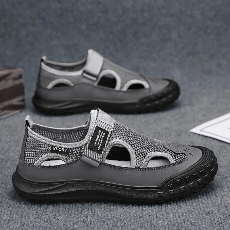 Men's Baotou Sandals Summer Breathable Hollow Out Sandals Casual Platform Sandals for Men Outdoor Non Slip Beach Sandalias Homme