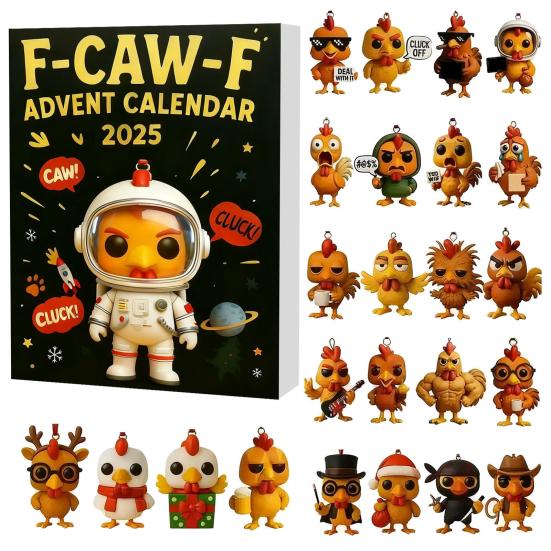 2025 Christmas Advent Calendar with Mini Chicken Ornaments 24-Day Countdown Box for Family Fun And Festive Atmosphere