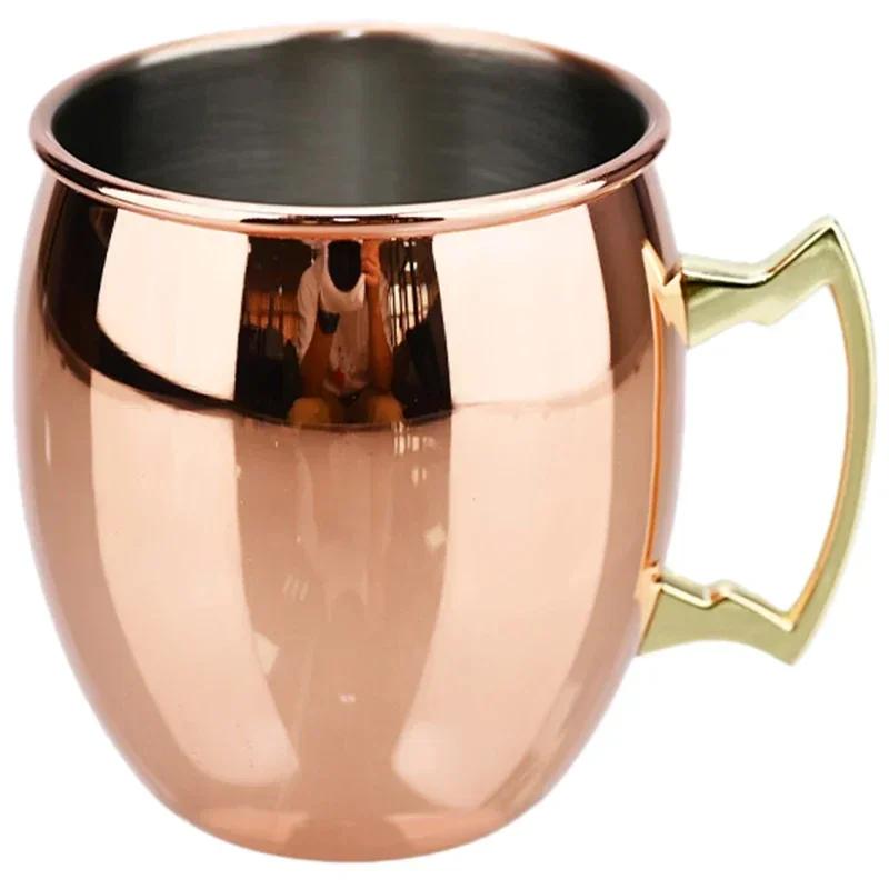New Cocktail Wine Cup Moscow Mule Mug 550ML Stainless Steel Hammered Copper Plated Beer Cup Coffee Bar Drinkware for Ramadan 550ML