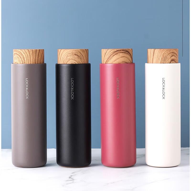 LOCK&LOCK 316 Stainless Steel Insulated Tumbler with Wood Grain Lid