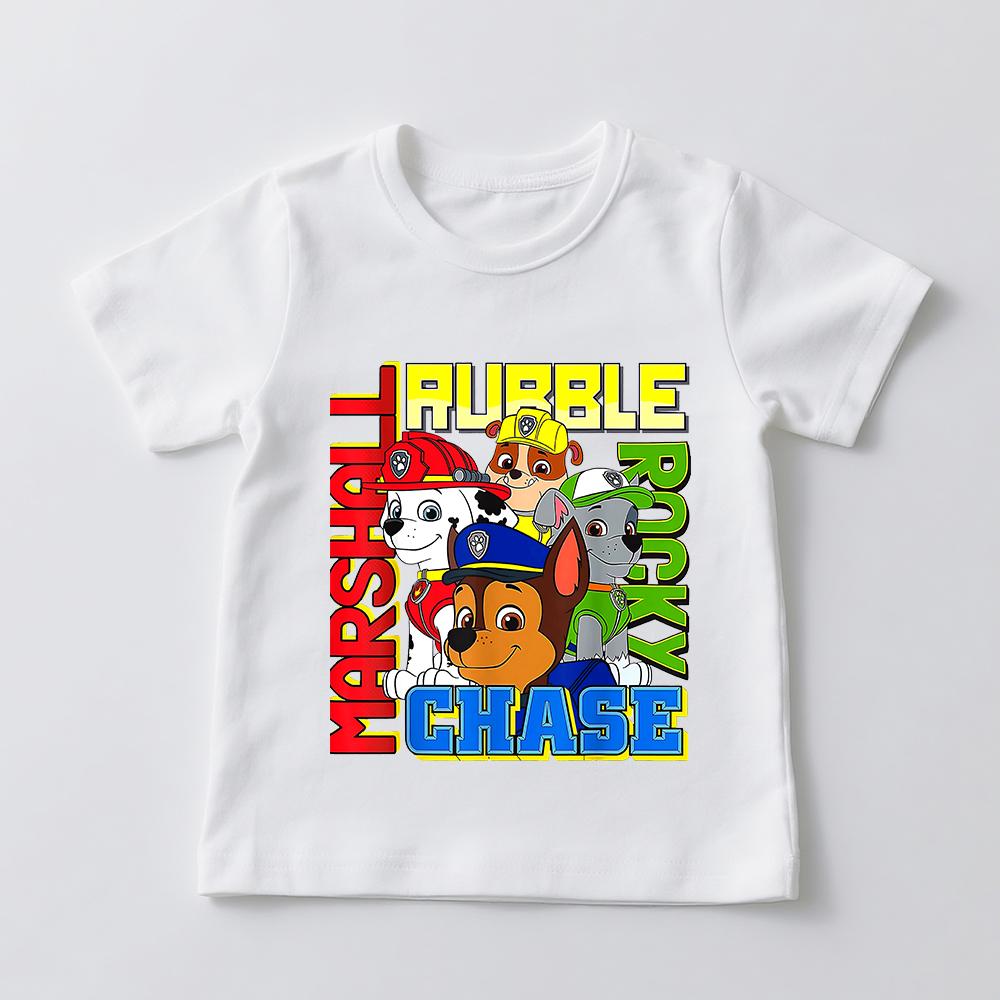 Summer Clothing Paw Patrol Character Cartoon Dog Pattern T-Shirt Children's Short Sleeve Shirt Suitable for Boys and Girls