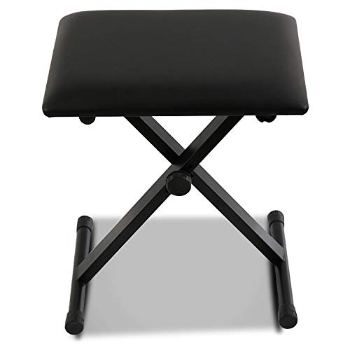 Folding Piano Keyboard Chair with 3 Height Adjustments and Non-Slip Surface (Black)