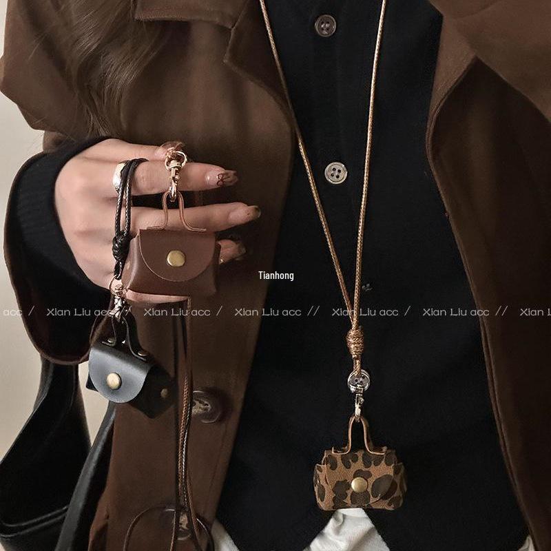 Colier portofel de monede din piele compact și elegant: Portchei cu pandantiv pentru femei cu șnur de piele și spațiu lung de depozitare pentru accesorii