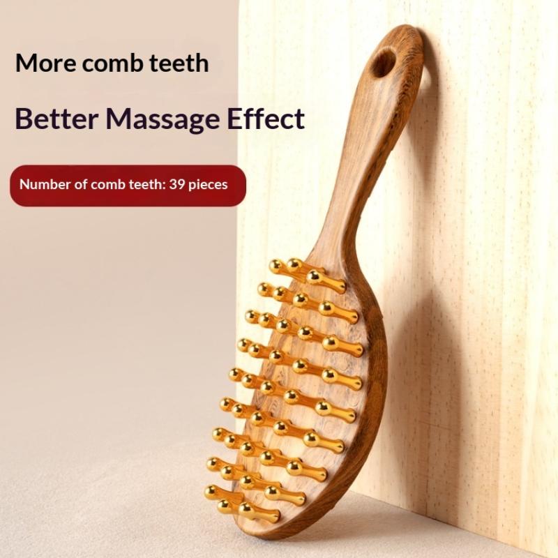39 Teeth Head Massage And Gua Sha Tool Long Handled Massage Comb Scalp Head Meridian Comb Thickened Wide Wooden Comb