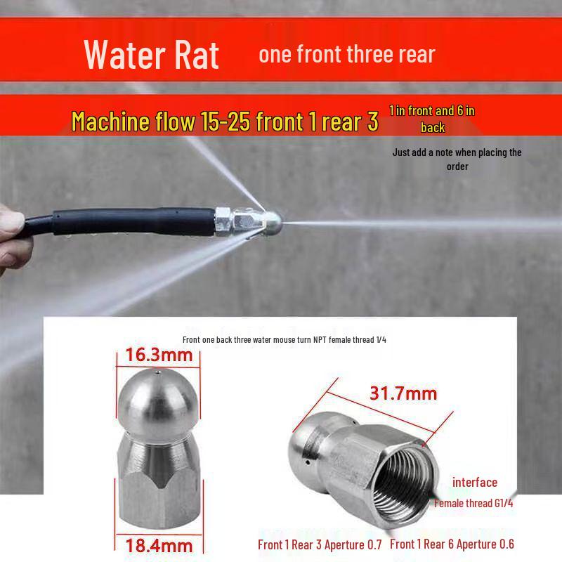 High-Pressure Sewer Jetter Kit with M22-1/4 Hose and Ground Rat Nozzle