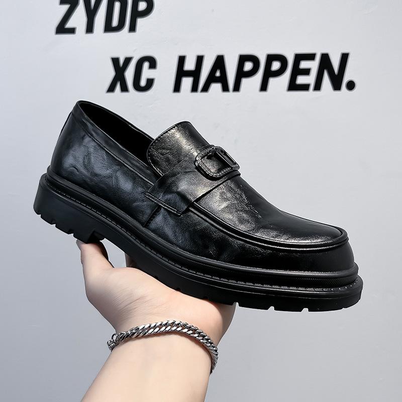 

Кожаные туфли мужские деловые туфли модные британские мужские туфли больших размеров ленивые туфли с одной педалью мужские повседневные туфли 3518-A 38 чёрный