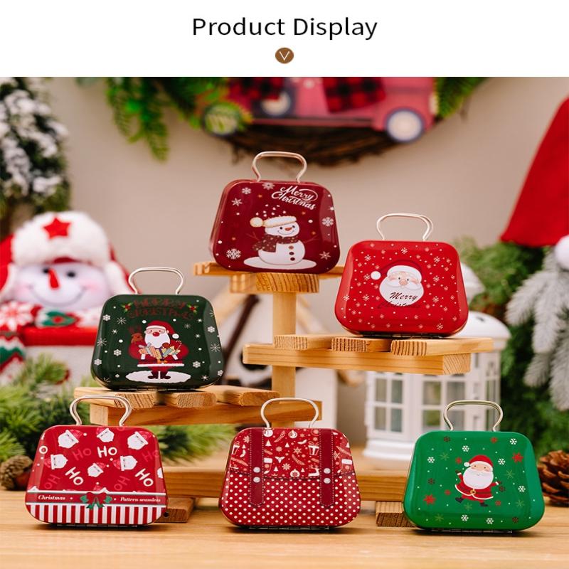 Vánoční dekorace 2025 Kovová krabička Kabelka Tvar Plechová dóza Úložný box na šperky Dětský dárek Plechovky Úložné krabice Xms Party Dekorace