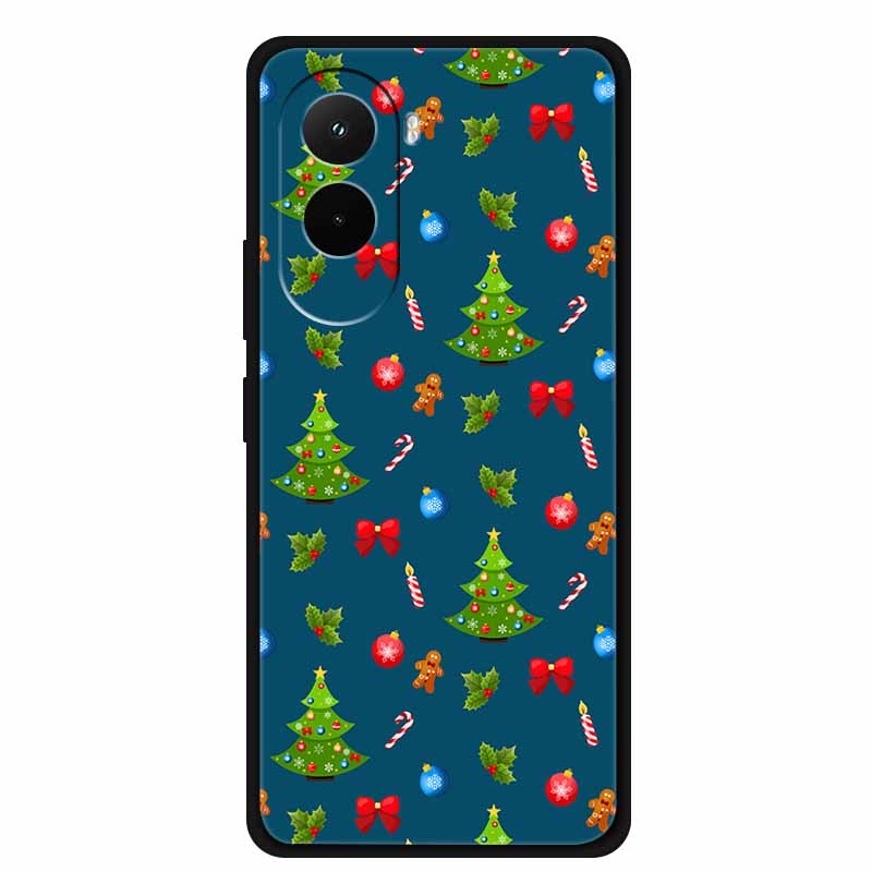 Christmas Phone Case For Poco M7 4G Case Christmas Tree Black Silicone Bumper For Xiaomi Poco M7 4G Cover PocoM7 Cartoon Coque