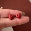 Red Love Smiley Face Design Sense Niche High Sense Retro Ankela Red