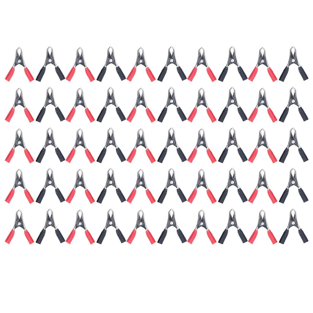 50 Sets Crocodile Clip Insulated Battery Cable Clamp 10A Tool Kit for Testing Equipment