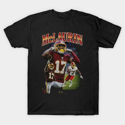 Herren Schwarzes Print-T-Shirt Terry Mclaurin Vintage Football Art | Commanders WR Throwback Style No-Cut Transferpapier Print Baumwoll-T-Shirt