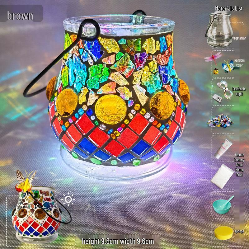 Glass Mosaic Candle Holder DIY Kit: Handmade Parent-Child Educational Toy for Children's Day