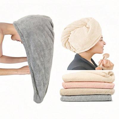 Super Absorbent Coral Fleece Quick-Dry Hair Towel for Women