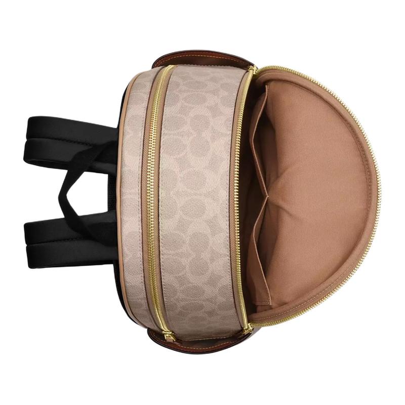 COACH Court 28 Color Block Classic Logo Coated Canvas Backpack Large Women's Sand & Tan