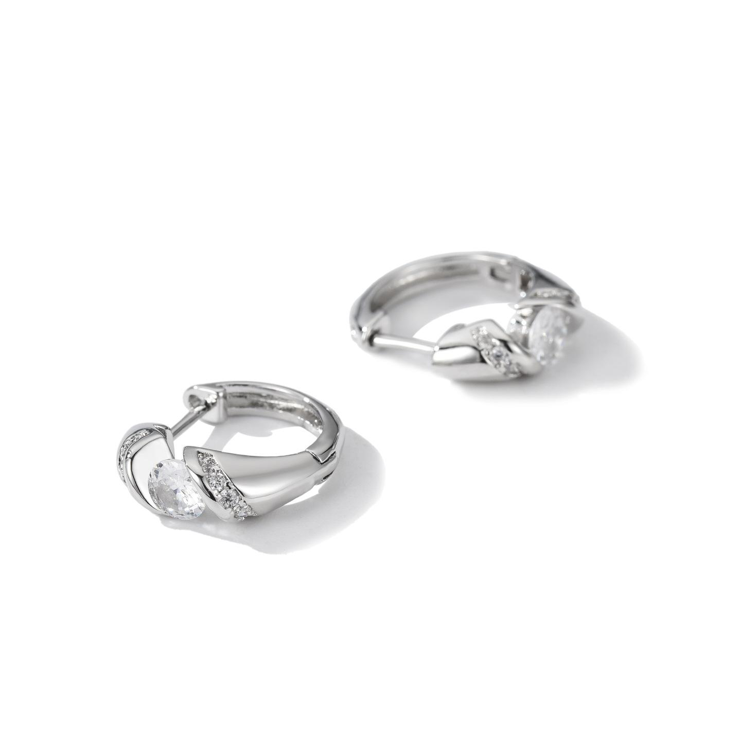 

European and American Horseshoe Tread Diamond High-grade Zircon Straight Needle Earrings Trend Earrings Ear Holes Men and Women 2026