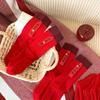Socks Heel Cloth Label Big Red Medium Tube Socks Trendy Retro Color Matching Stacking Socks New Year'S Cotton Socks