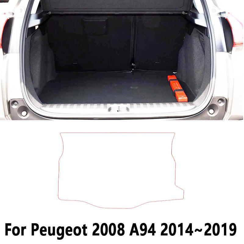 Car Trunk Mat For Peugeot 2008 2013 A94 2014~2019 Anti-dirty Leather Cargo Storage Cushion Boot Carpet Pad Interior Accessories