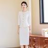 Women's White Seven-Sleeve Business Skirt Suit