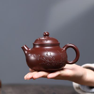 Chinese Yixing Purple Clay Teapot Handmade Flowers Tea Pot Household Beauty Tea Infuser Kettle Raw Ore Zisha Tea Set 230ml