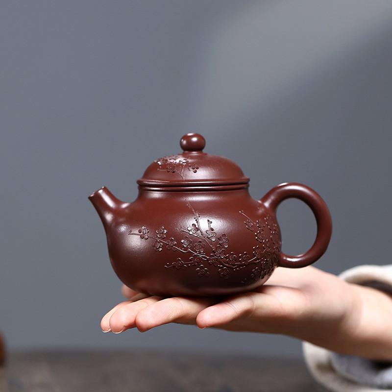 Chinese Yixing Purple Clay Teapot Handmade Flowers Tea Pot Household Beauty Tea Infuser Kettle Raw Ore Zisha Tea Set 230ml