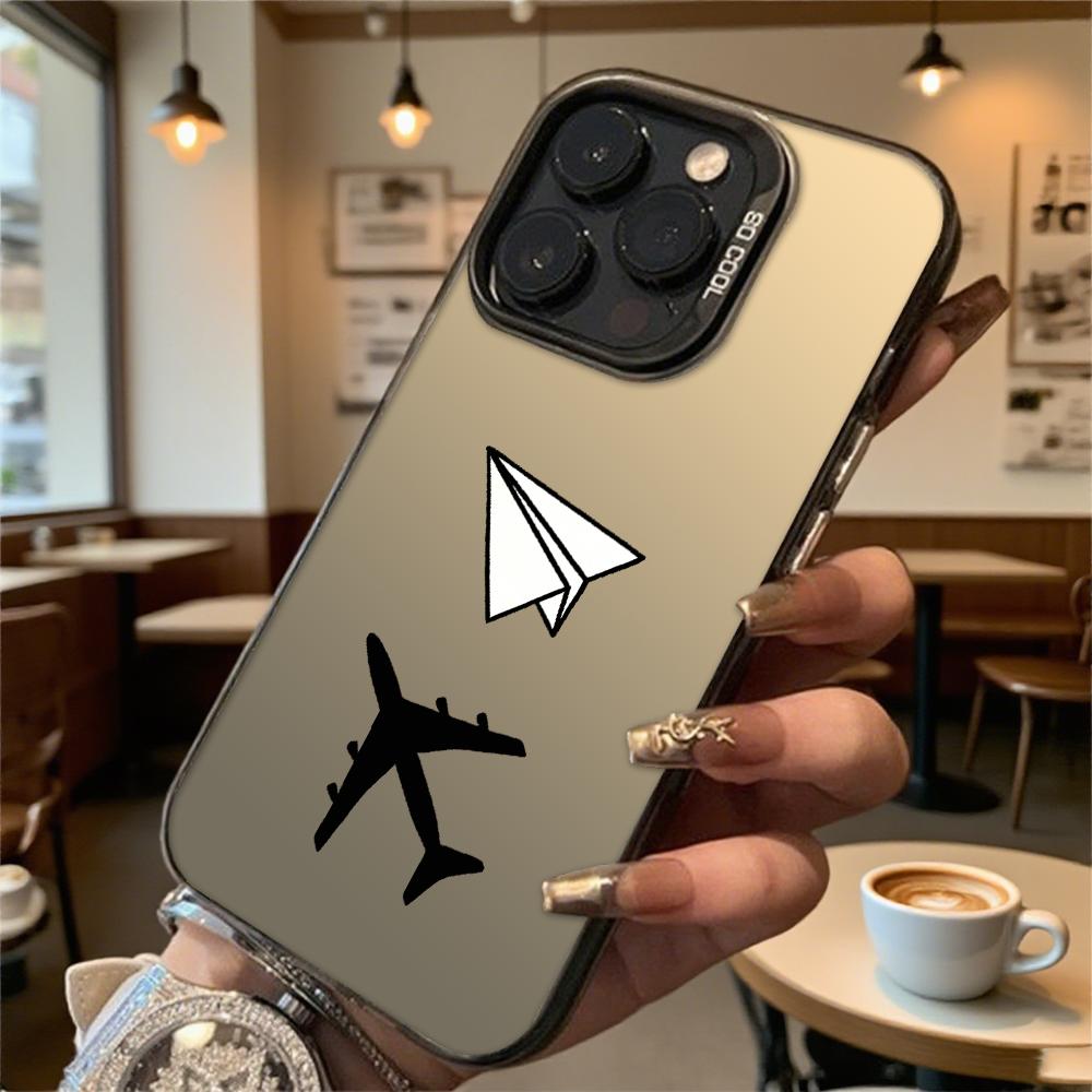 Paper Plane Jet Silhouette Hard Phone Case for Iphone 16 15 14 13 12 11 Pro Max Mini Shockproof Anti-Scratch Protective Cover