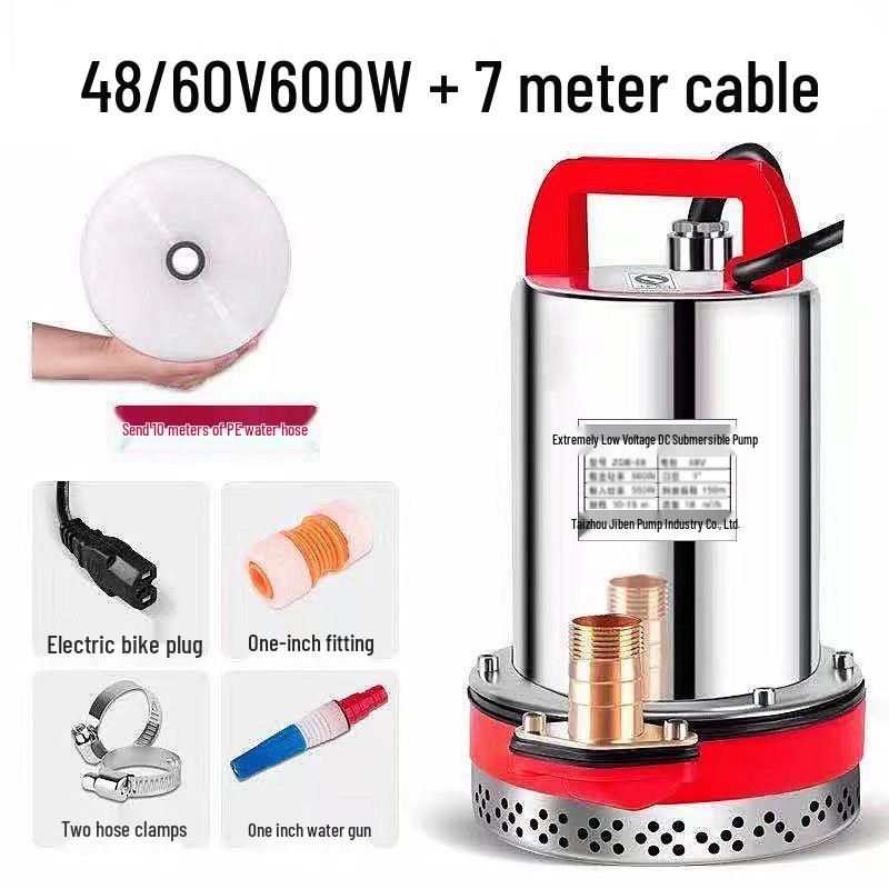 DC Submersible Water Pump for Vegetables and Farming, Compatible with 12V-60V Battery or Electric Vehicle