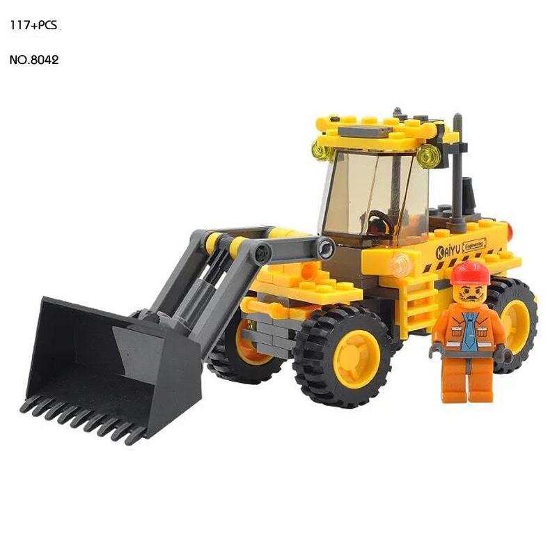 117 ks City Construction Buldozer Truck Stavebnice aut Sady Děti DIY Creator Cihly Vzdělávací hračky