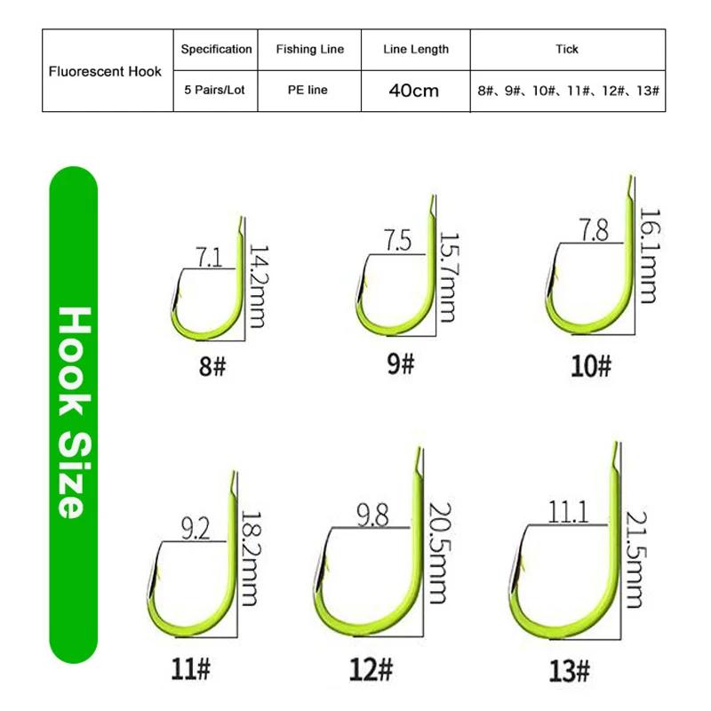 5 Pairs/Lot Double Barbed Hooks Carbon Steel Fishing Hook with PE Line Anti-winding Bighead Carp Anti-tangle Explosion Hooks