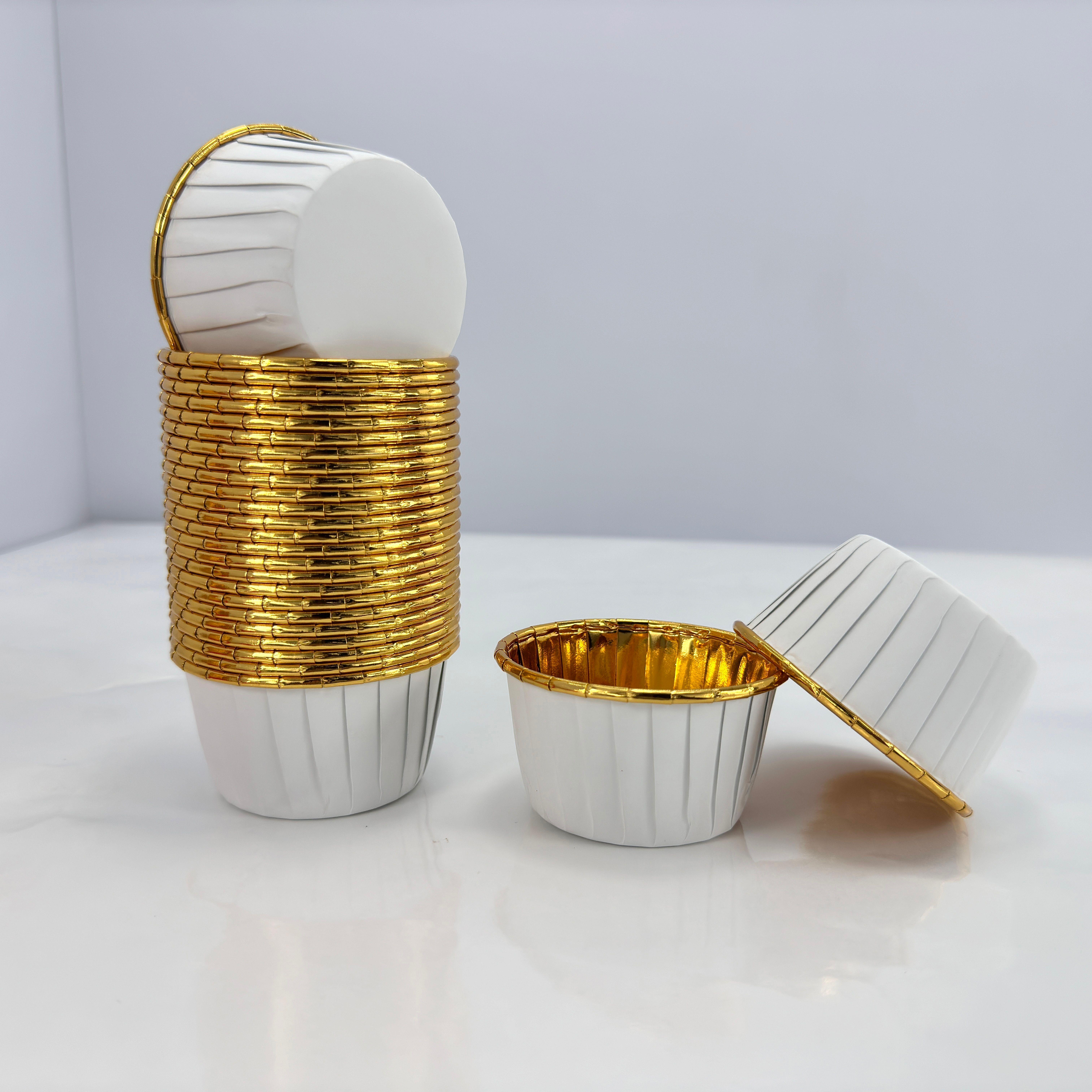 50PCS Stylish baking cups, elegant non-stick paper dessert cups, perfect for holidays and oven preparation, an essential kitchen tool.
