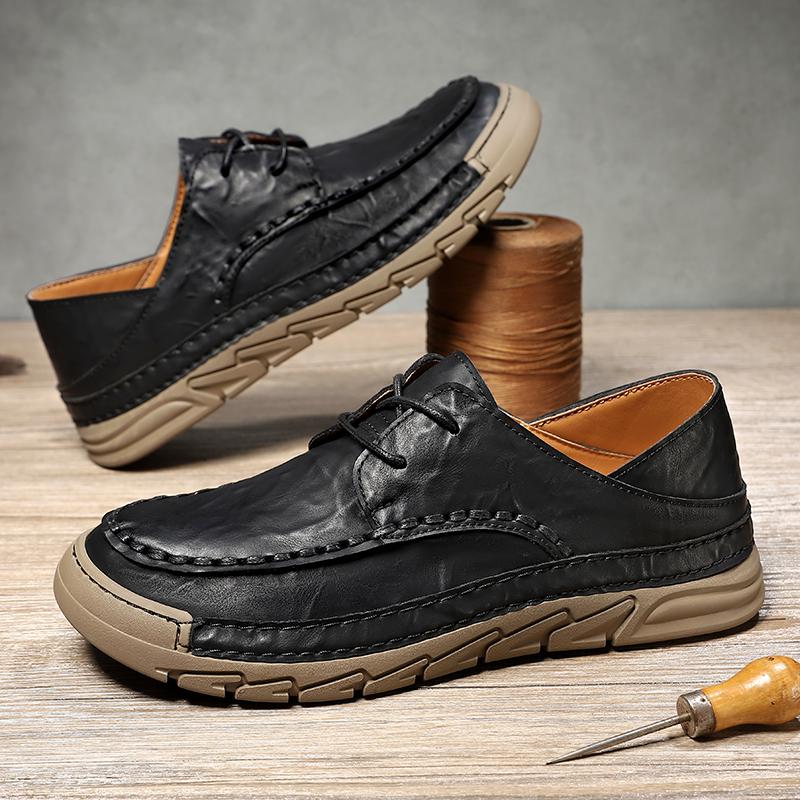 

Мужская повседневная кожаная обувь, кроссовки ручной работы, обувь на плоской подошве 39 чёрный