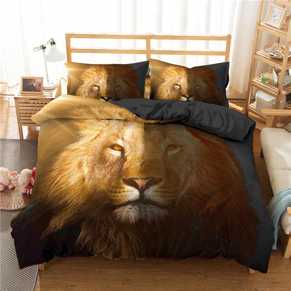 Strong Lions Tiger Bedding Sets Flame Wolf Duvet Cover Single Queen King Full Size Kids Women Rose Room Decor 2/3pcs Bedclothes
