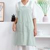 Women Simple Apron Denim Apron Cotton and Linen Solid Color Blouse Kitchen Florist Coffee Shop Apron
