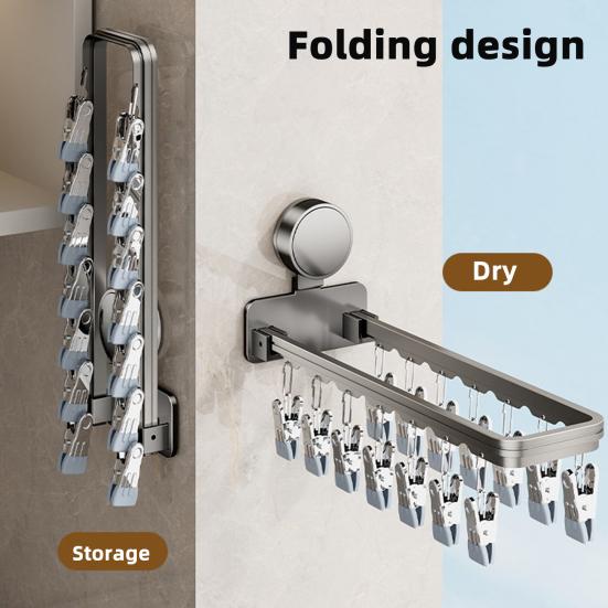 1/2/3 ks Sušák na prádlo s přísavkami Věšáky na ponožky Silná nosnost Skládací design Snadná instalace Stojan na oblečení Nástěnné Klipy na ponožky