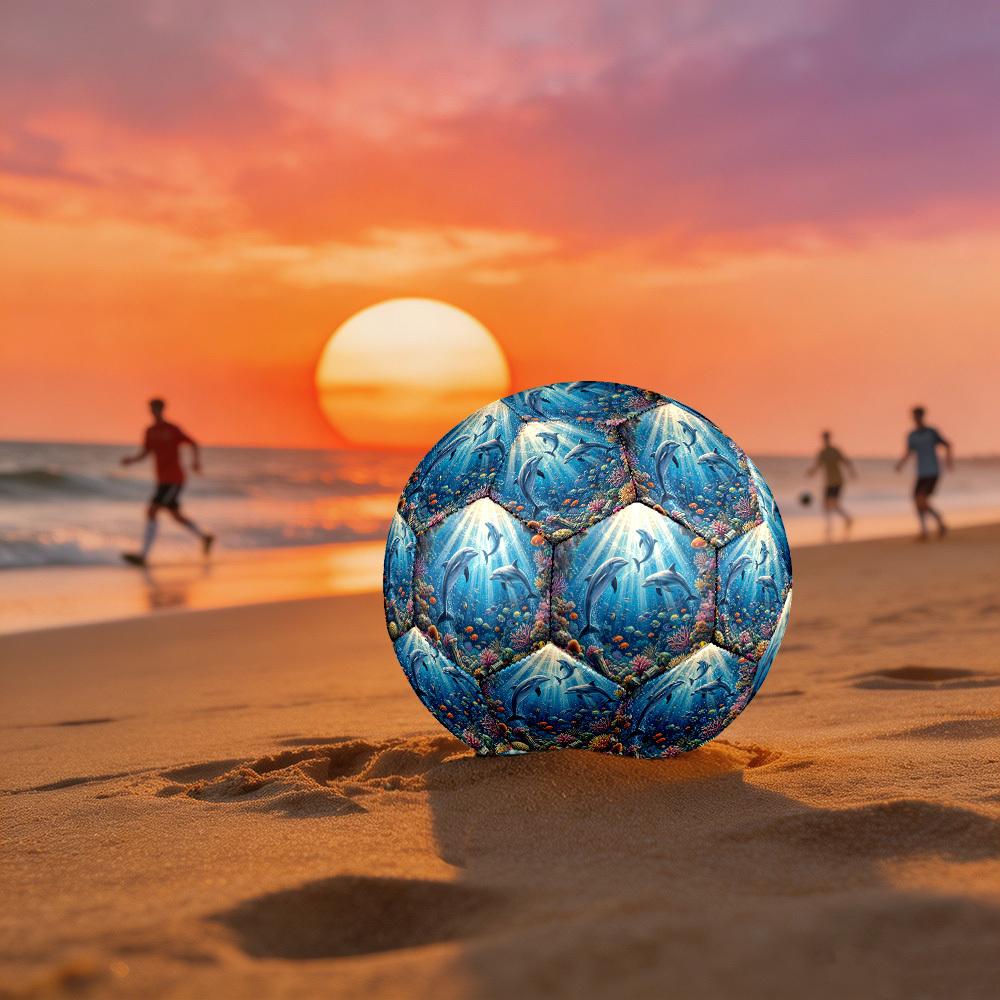 1pc Oceanic Dolphins Theme Soccer Ball Football, Size 5, Lightweight PVC, Outdoor Training Soccer Ball,Sports Gift t61422