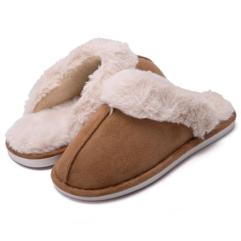 Cotton slippers, thickened warm winter new comfortable home neckline home shoes fluffy indoor winter