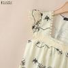 ZANZEA Women Elegant Square Collar Casual Sleeveless Print Tank Tops