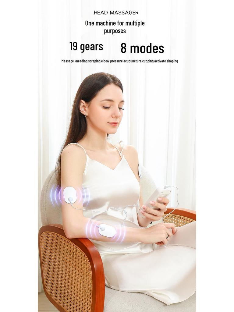 Electric Headband Massager with Kneading, Hot Compress, and Pulse Air Pressure for Sleep Aid