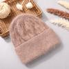 Women's Winter Angora Rabbit Hair Knitted Fried Dough Twist Double Flanging Warm Versatile Wool Hat