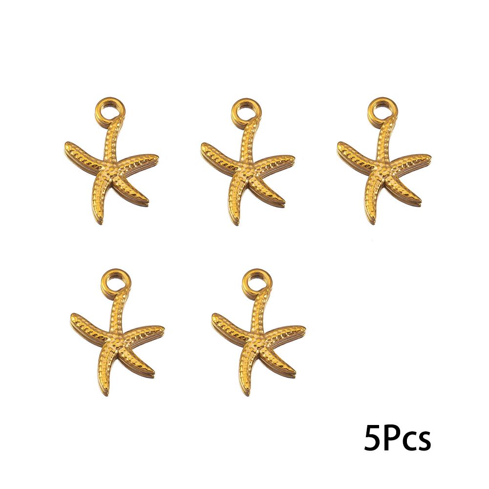 5Pcs Stainless Steel Starfish Pendant Accessory For DIY Bracelet Earring Necklace Beach Jewelry Making Supplies